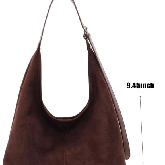 Suede Slouchy Hobo Bag Large Capacity Women Shoulder Tote for Travel Work - Picture 6 of 6